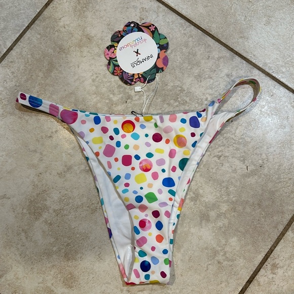 NWT! Infamous Swim x Kasey Rainbows Stella Cheeky Bikini Bottoms L Swim - Picture 1 of 10